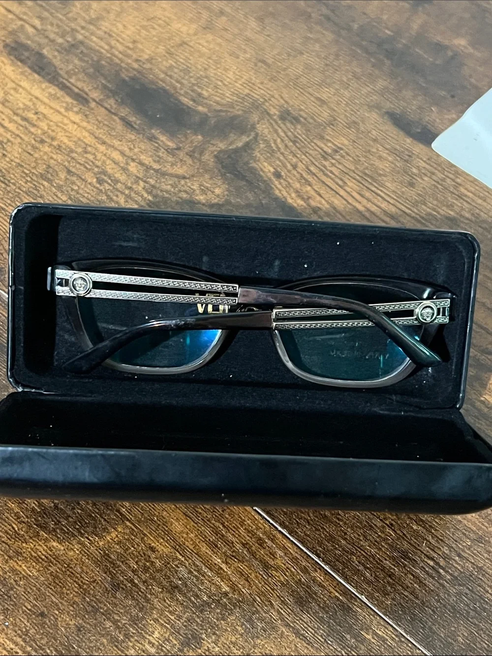 Versace Black Frame Sunglasses with Gold Temples
